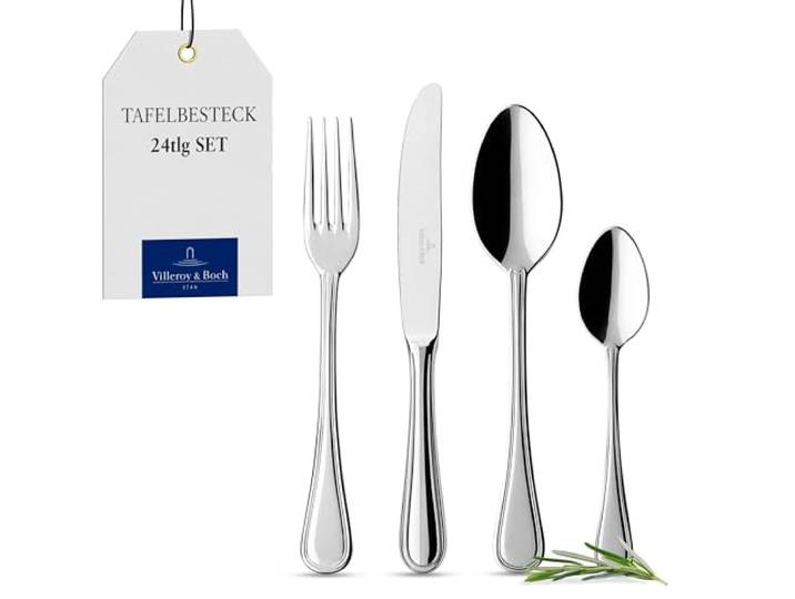 Villeroy & Boch - Edelstahl Besteckset 24-teilig, Spülmaschinenfest für 6 Personen - Klassisch Elegantes Besteck für Alltag und Festessen