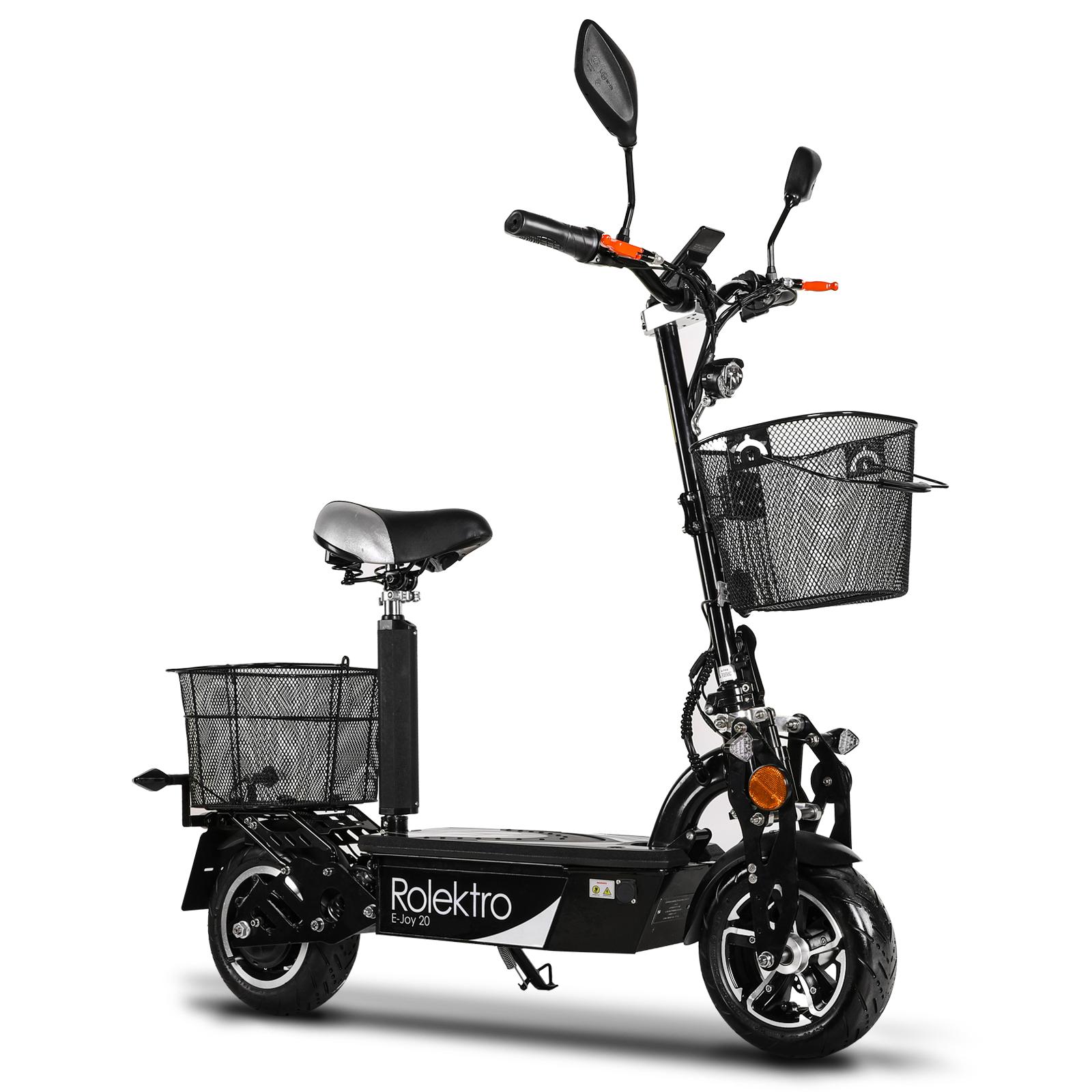 Rolektro, E-Joy 20, Schwarz, faltbarer E-Scooter mit Straßenzulassung