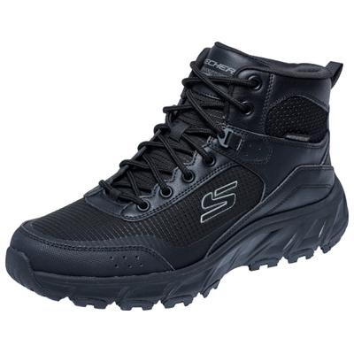 Trekkingschuh SKECHERS "HILLCREST 2.0", Herren, Gr. 47,5, Polyester, schwarz, Lederimitat, Textil, Schuhe Trekkingschuh, Schnürboots, Freizeitschuh, wasserabweisend