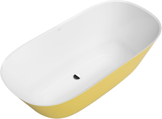 Villeroy und Boch Theano Badewanne Q155ANH7F2BCVRW 155 x 75 cm, freistehend, Schürze Colour on Demand, stone white