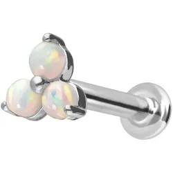 14 Karat Gold Labret mit Innengewinde BLUME + 3 SYNTHETISCHE OPALE