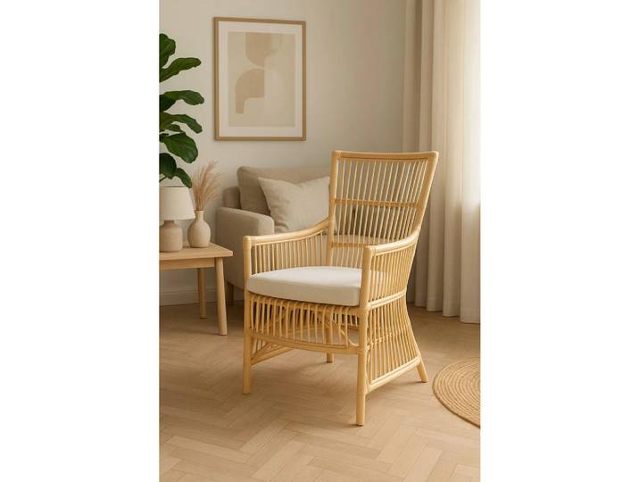 Mid.you Sessel, Natur, Holz, Rattan, massiv, Uni, 62x55x96 cm, inklusive Armlehnen, Wohnzimmer, Sessel, Sonstige Sessel