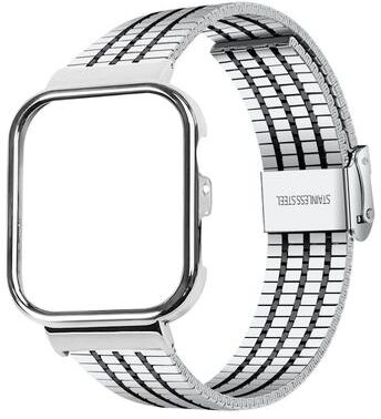 Everyday Crate Huawei Watch Fit 4 Pro Fit 4 Fit 3 Stainless Steel Watch Band With Integrated Metal Frame Seven Bead Strap silver Black