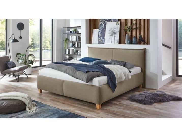 Polsterbett Adana Komfort Webstoff mit Bettkasten 180x200 cm Taupe klassischer Stil