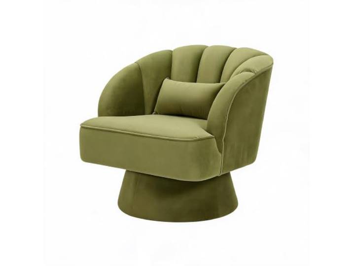 IDEALHOUSE Drehbarer Samt-Fasssessel Für Wohnzimmer & Schlafzimmer 360° Lounge-Sessel mit gestreifter Rückenlehne Mid-Century-Stil