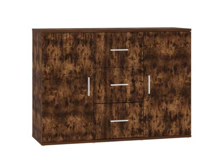 HGFDVCMR Sideboard Räuchereiche 91x29,5x65 cm Holzwerkstoff Kommode Kompakter Beistellschrank mit 2 Türen und 3 Schubladen für Wohnzimmer und Flur. Stabile Oberplatte für Dekoration.