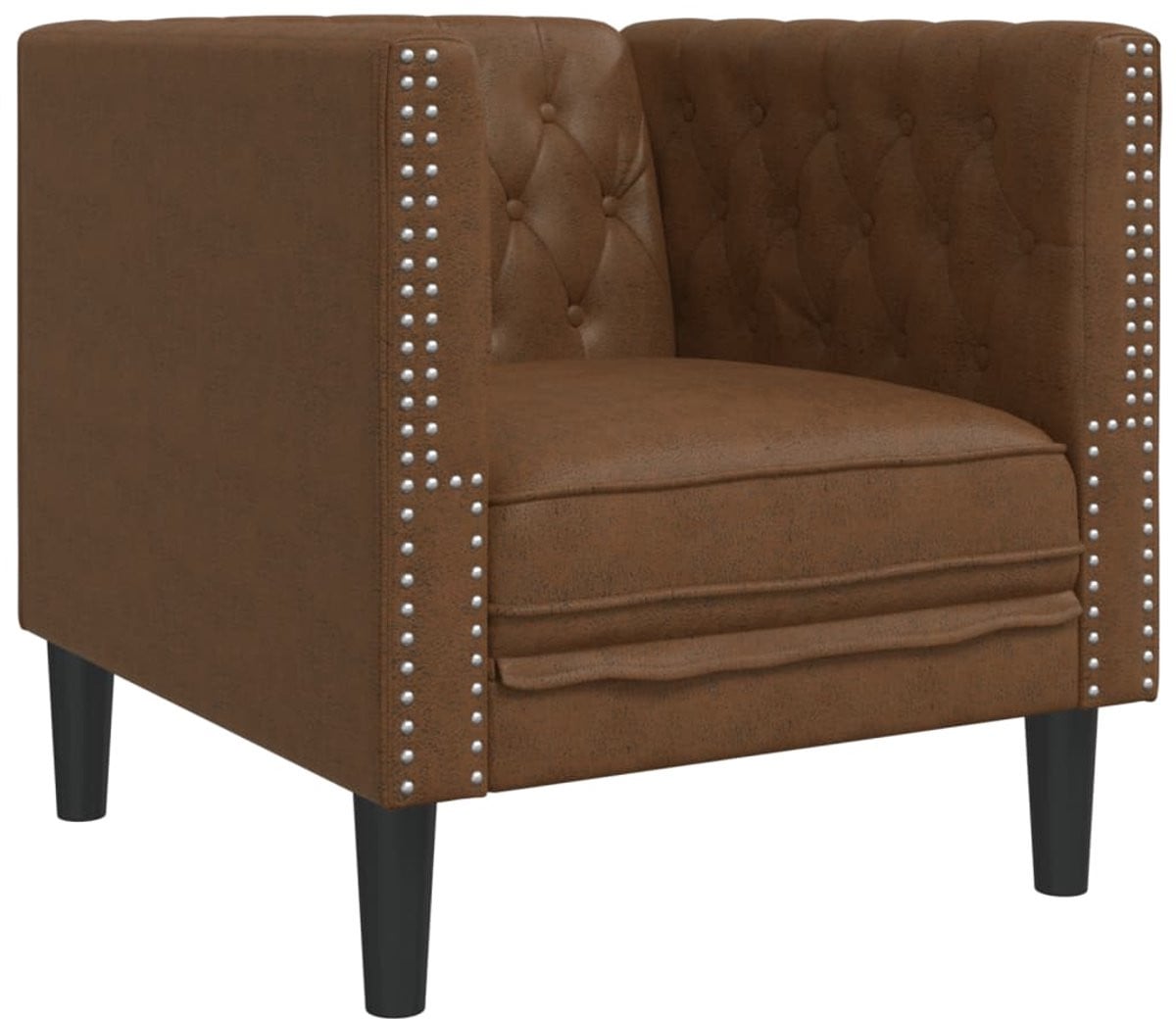 vidaXL Fauteuil Chesterfield-stijl kunstsuède bruin