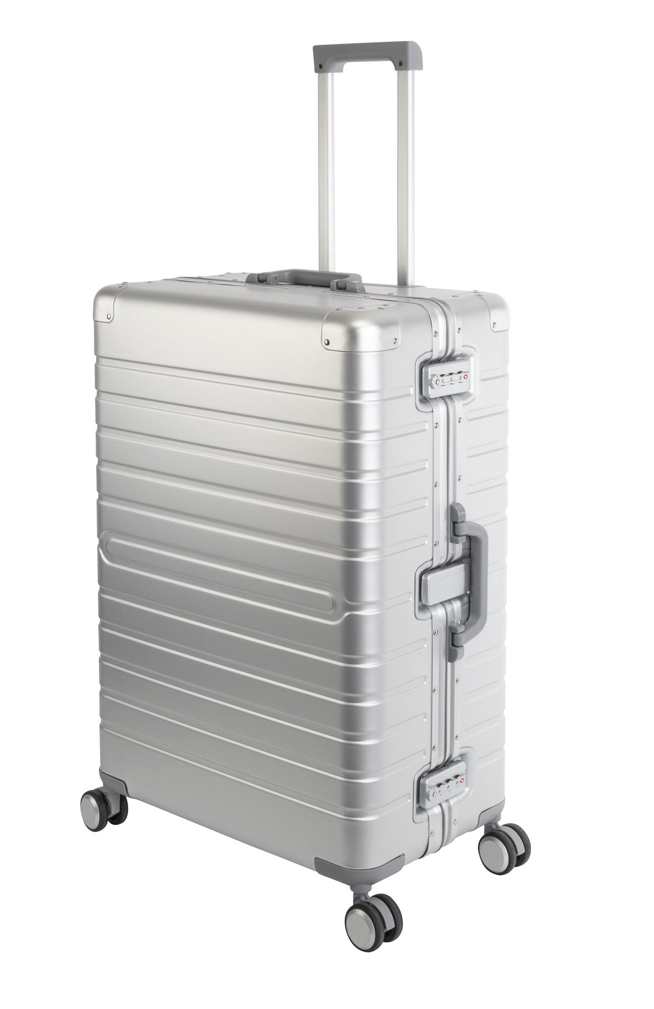 Aluminium Koffer Trolley mit 4 Rollen Alu-Reise-Koffer Vol.102L L-75cm Silber