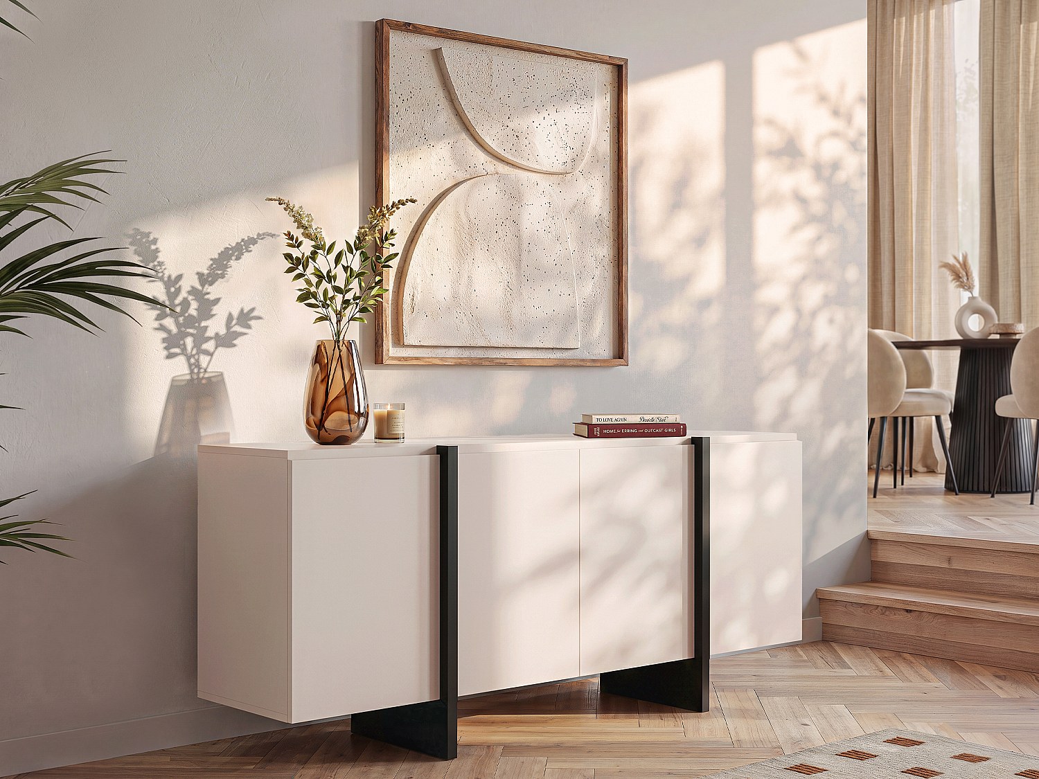 Vente-unique Sideboard mit 4 Türen - MDF - Beige & Schwarz - LUVONIA 7151739