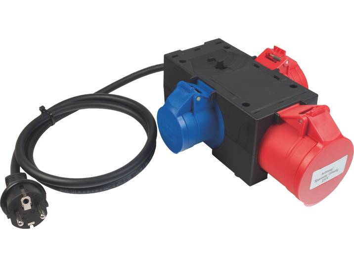 Benning Adaptateur de mesure [ fiche à contact de protection - prise femelle CEE-Cara\, prise femelle CEE] Adaptateur de mesure triple CEE rouge\, bleu (044147)