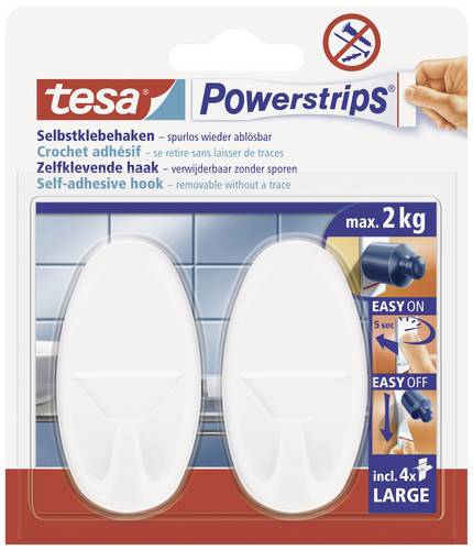 TESA POWERSTRIPS Klebehaken Large Oval Weiß Inhalt: 2St.