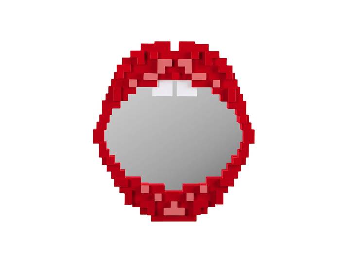 Design Wandspiegel „Pixel Mouth“ Rot Seletti
