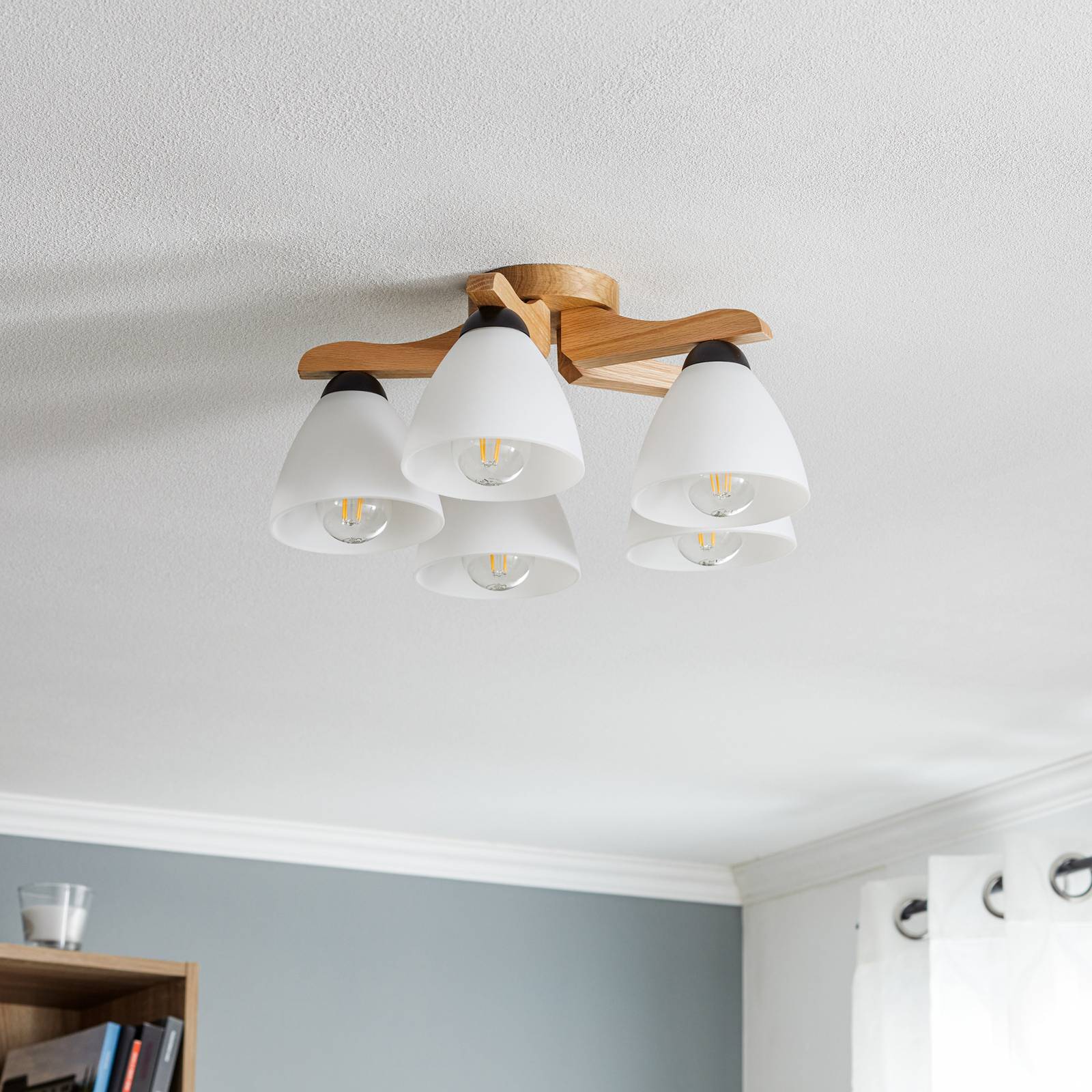 Deckenlampe Haro Lamkur, dimmbar, Holz hell, für Wohn- / Esszimmer, Holz, Modern, Deckenlampe