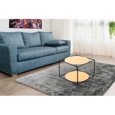 Beistelltisch KAYOOM "Cody, Beistelltisch in Würfelform, offenes, modernes Design", orange (orange, schwarz), B:50cm H:36cm T:50cm, Metall: Eisen, Glas, Tische, Beistelltisch, moderne Kubusform mit runden Ablageflächen aus Glas