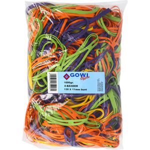 GOWI-Office Kreuzbänder X-Band, 130mm lang, Ø 80mm, farbig sortiert, 1000g