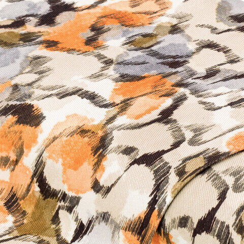 Baumwoll-Twill "Blumen", braun/grau