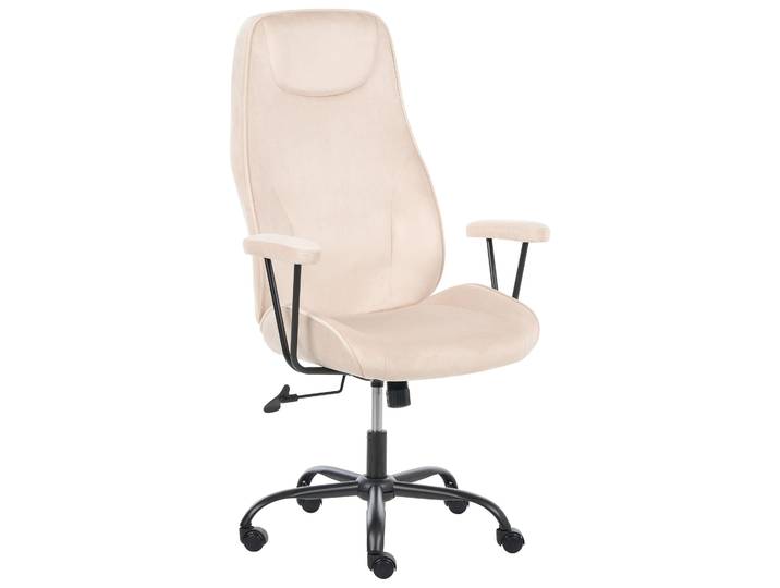 BELIANI Bürostuhl Hellbeige Samt Drehbar Höhenverstellbar Neigungsfunktion mit Armlehnen Rollen Modernes Design für Homeoffice Schreibtischstuhl