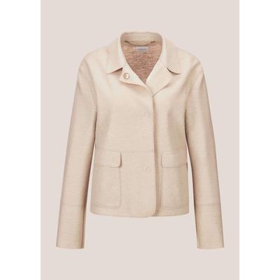Kurzblazer MADELEINE "Kurzblazer Wollblazer mit Klappkragen und Pattentaschen", Damen, Gr. 48, grau (kiesel), Obermaterial: 100% Schurwolle WV., Modern, normal, Blazer Kurzblazer, Wollblazer in Leichtverarbeitung, gekochte Wolle