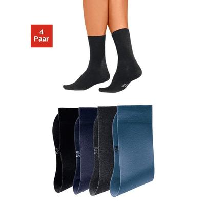 Basicsocken H.I.S "Herren Business Socken Strümpfe Anzugsocken Atmungsaktiver Baumwolle", Herren, Gr. 43-46, blau (blau, marine, schwarz, dunkelgrau), Baumwolle, Elasthan, Polyamid, unifarben, elastisch, Socken, mit hohem Baumwollanteil