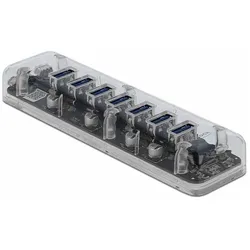 Delock Externer USB 3.0 Hub (Micro USB, 7 Ports), Dockingstation + USB Hub, Transparent