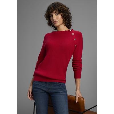 Strickpullover LAURA SCOTT, Damen, Gr. 44, rot (rot mélange), Feinstrick, Obermaterial: 50% Viskose, 28% Polyester, 22% Polyamid, meliert, figurumspielend hüftlang, Rundhals, Rippbündchen, Pullover Strickpullover, kuscheliger Winterstrick mit Kragen...