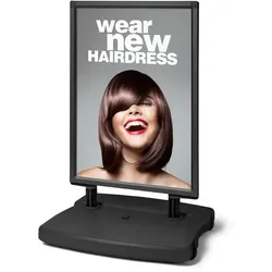 Showdown Displays Windtalker® City (Schwarz). Kundenstopper 70x100 wetterfest (mit wetterfester Postertasche)