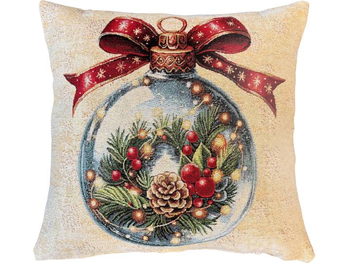Dekokissen HOME WOHNIDEEN CHRISTMAS BALL , bunt, B:45cm L:45cm, Baumwolle, Polyester, Dekokissen_Sitzkissen_Kissenhüllen, Dekokissen, ohne Füllung, Gobelin