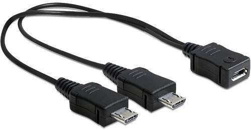 Delock USB-Kabel USB 2.0 USB-Micro-B Stecker, USB-Micro-B Stecker, USB-Micro-B Buchse 0.21m Schwarz 65440
