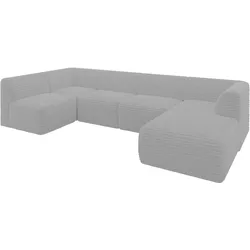 WOHNLANDSCHAFT Ottomane Rechts MOVA 345x180x78 Grau Cord