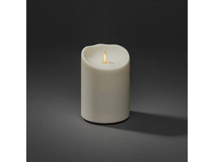 Konstsmide Christmas LED-Kerze IP44 cremeweiß geschmolzen Höhe 14cm, creme / amber, Kunststoff