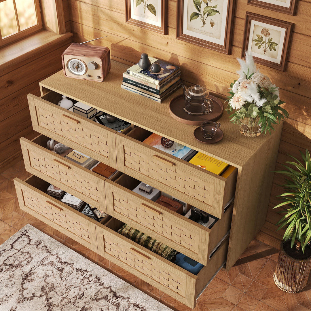 Fairmont Park 115 cm W Chest of 6 Drawers Natural 80cm H X 115cm W X 40cm D
