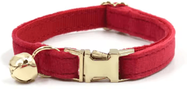 Inspire Picks Personalized Velvet Cat Collar With Engraved Name & Bow Bell red