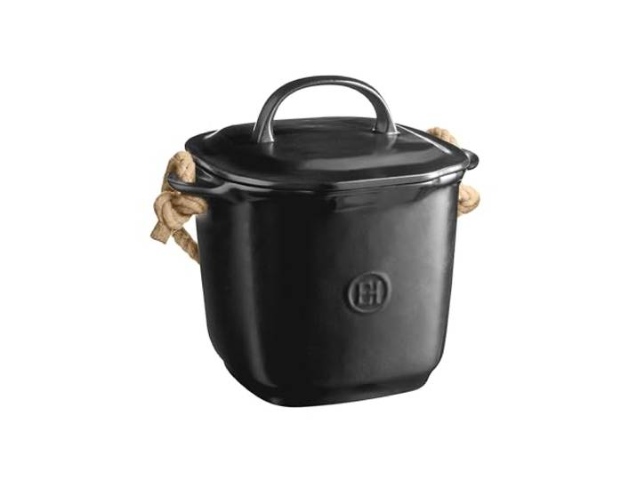 Komposteimer, 4 l, Keramik, Design und praktisch, geruchsneutral und leicht zu reinigen, Trüffelschwarz