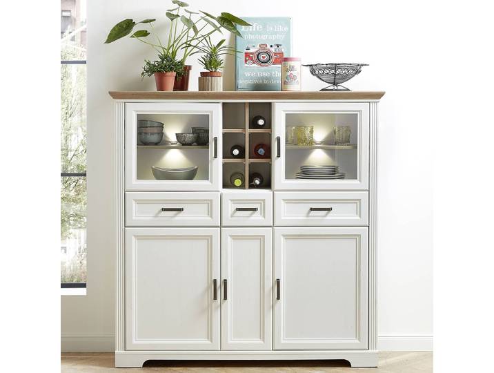 Buffet haut II 143 x 150 x 42cm Blanc/Blanc