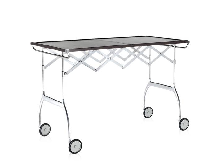 KARTELL chariot pliant à aliments BATTISTA (Prune - Polyuréthane opaque / Acier chromé)