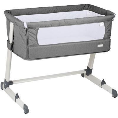 Beistellbett BABYGO "Together, grey", Baby, Gr. Liegefläche B/L: 48cm x 83cm, kein Härtegrad, grau, Aluminium, Kunststoff, Polyester, Babybetten, faltbar