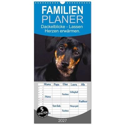 Familienplaner 2027 - Dackelblicke - Lassen Herzen erwärmen. mit 5 Spalten (Wandkalender, 21 x 45 cm) CALVENDO