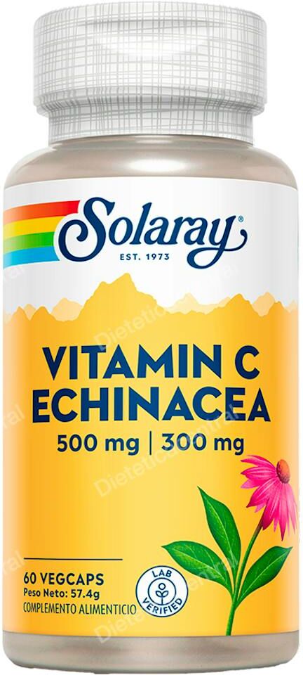 Solaray vitamina c 500mg + echinacea 300mg. 60cap.