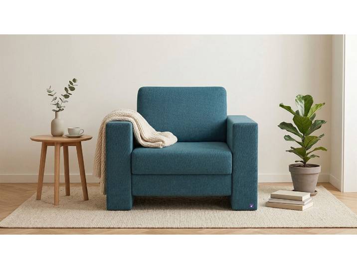 BRUNO Schlafsessel 70cm in Petrol praktische Größe stabiles Massivholz & Boxspringkomfort