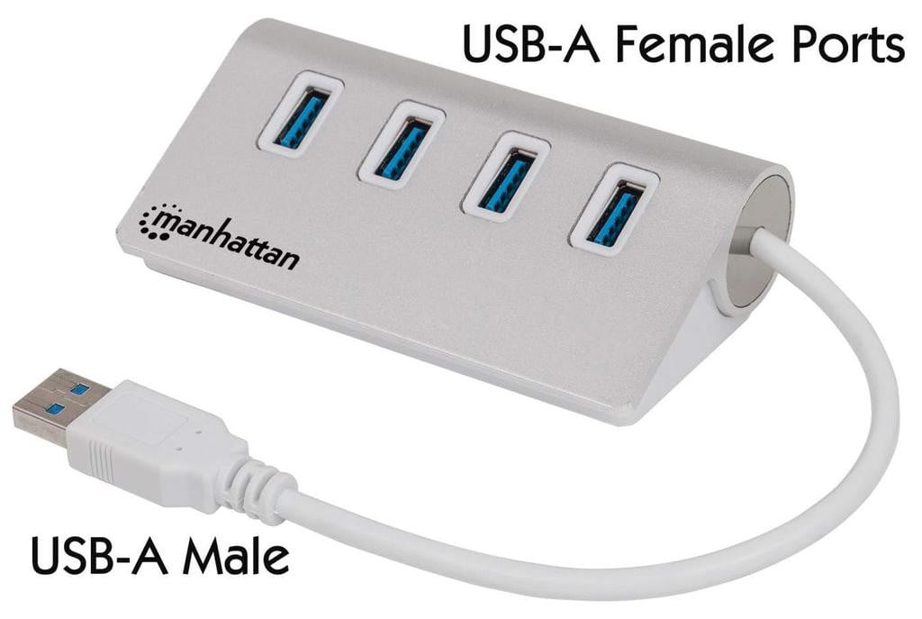 Manhattan Hub 163767, 4-poorts USB 3.0 Hub, aluminium