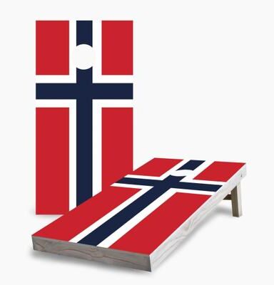 Skip's Garage Norwegian Flag Regulation 2x4 Cornhole Game Set