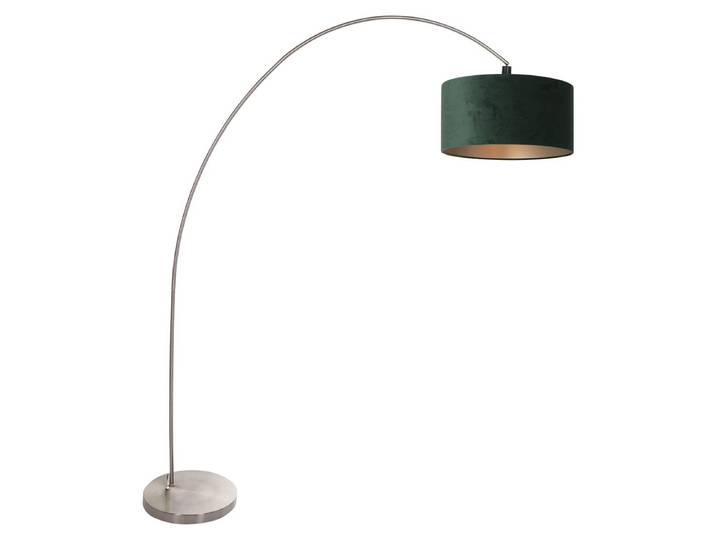 Lampadaire - acier - Solva - métal textile - lampe arquée - E27 - 3913ST - Mexlite