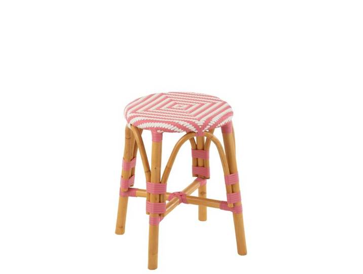 J-Line tabouret Live - rotin - rose/blanc - small