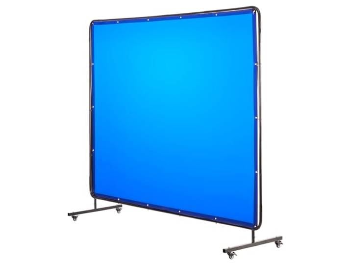 VEVOR Écran de Soudage 1\,74 x 2\,34 m Rideau de Soudage avec Cadre Écran Protection Soudure Mobile Vinyle Ignifuge avec 4 Roulettes avec 2 Freins\, Protection UV 6 Niveaux\, pour Atelier\, Industrie\, Bleu