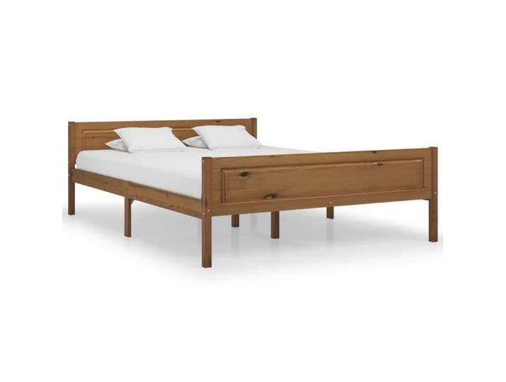 (Brun) Cadre de lit Bois de pin massif Marron miel 140x200 cm - VIDAXL - MODE-DESGIN - Classique - Intemporel