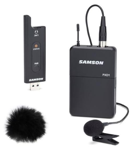 Samson XPD2 draadloos systeem met lavaliermicrofoon en windbescherming