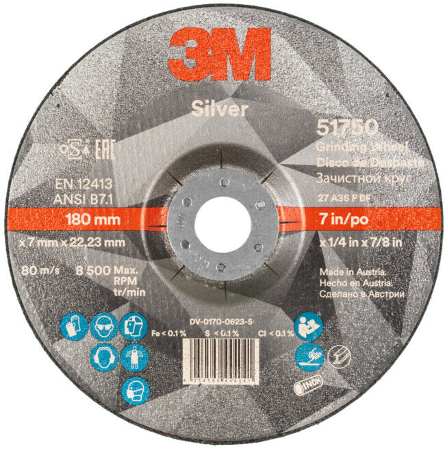 3M Disque d’ébarbage Silver,⌀ disque x largeur de disque: 178X7 mm (7100141096)