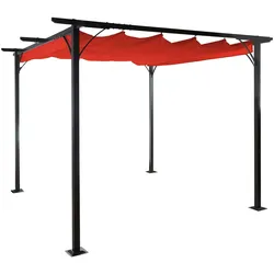 Décoshop26 - Gartenpavillon-Pergola mit stabilem 6 cm Rahmen + 3x3 m zu öffnendem Dach Terrakotta 04_0004112