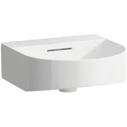 LAUFEN SONAR Aufsatz-Handwaschbecken, ohne Hahnloch, mit Überlauf, 410x420mm, inklusive Ventilabdeckung, inklusive Schablone, weiß, H8163414001091, Farbe: Weiß mit LCC