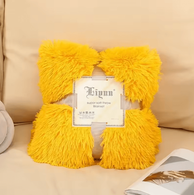 Inspire Curations Super Soft Shaggy Faux Fur Throw Blanket yellow blanket 200x230cm